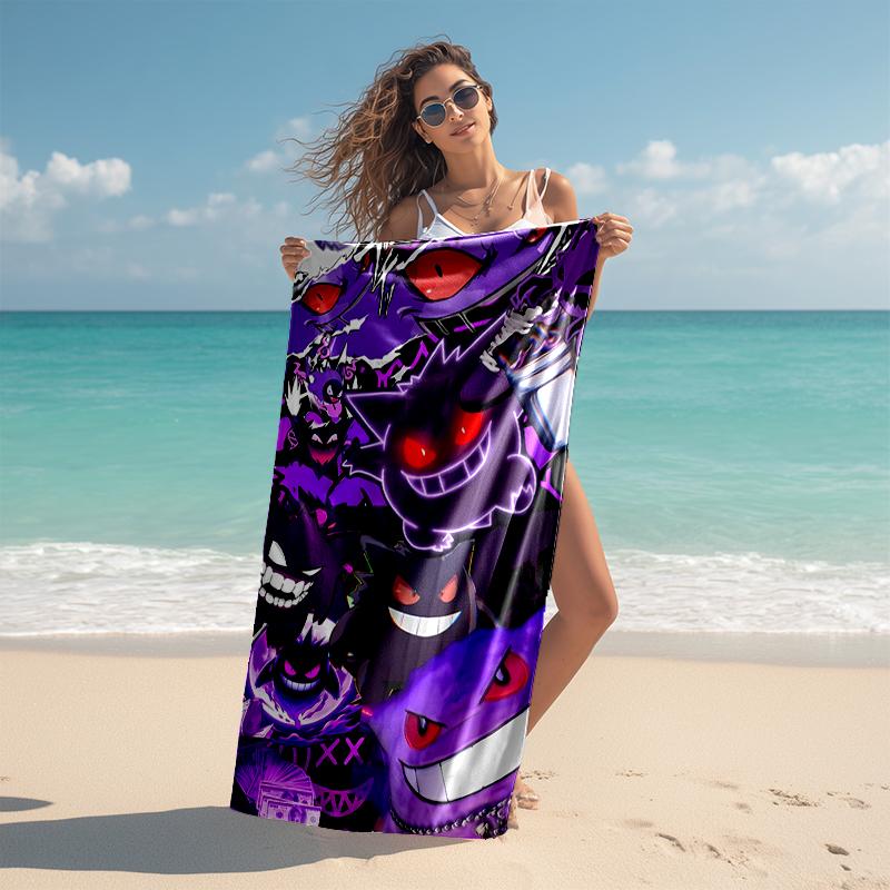 Beach Towel with Pokémon Gengar Pattern - soft,absorbent,machine washable Lightweight&Modern,swimming,Travel Essentials