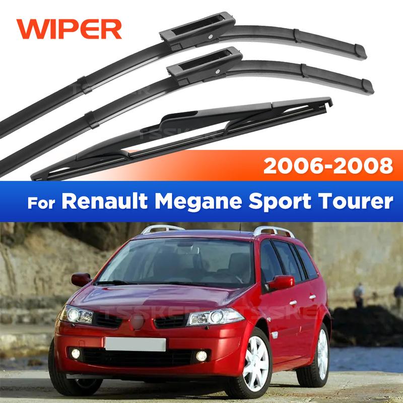 For Renault Megane Sport Tourer 2006-2008 2007 Wiper Front & Rear Wiper Blades Windshield Windscreen Window Brushes 24"+18"+10"