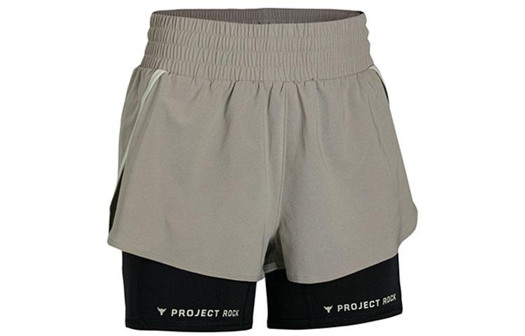 Under Armour Project Rock Sports Shorts Women s Wild Cow Leather Khaki 1380188-203 XXL