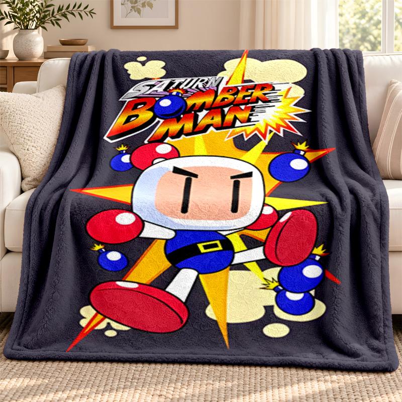Bomberman blanket Flannel Blanket Soft Cozy Plush Throw for Sofa Bed Lightweight Home Decoration Outdoor camping