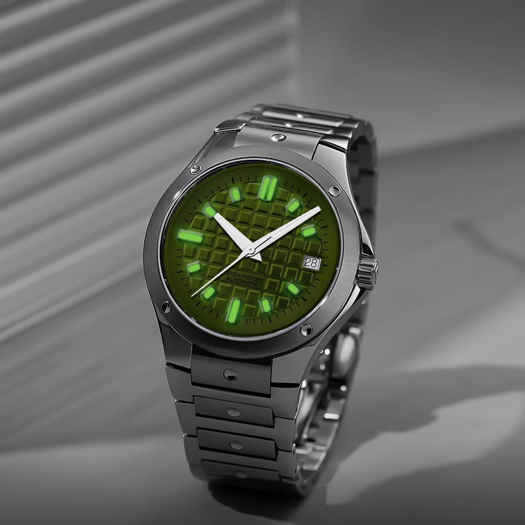 New 30mm No Logo Dial Fresh Small Square Green Lume Dial Compatible with Japanese NH34 NH35 NH36 Movement Watch Accessories