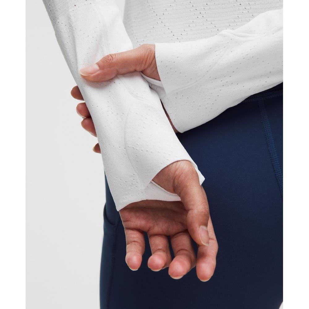 Lululemon Swiftly Tech Long Sleeve Shirt 2.0  Waist Length Diamond Drop White