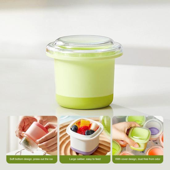 Yousheng Ice Cube Tray Silicone Ice Cube Maker with Lid for Food Juice Drinks BPA Free Easy Release Baby Blocks Freezer Storage Containers