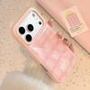 Drip Glue Powder Grid Pattern for Apple 17promax Phone Case 15 for IPhone 16 for Huawei for Samsung 13 Sweet Korean Series