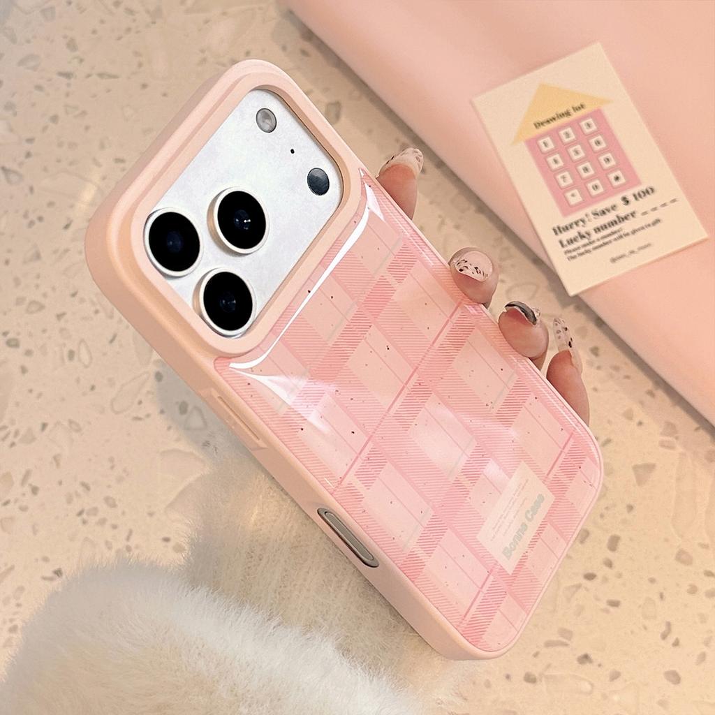 Drip Glue Powder Grid Pattern for Apple 17promax Phone Case 15 for IPhone 16 for Huawei for Samsung 13 Sweet Korean Series