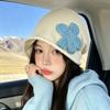 Flower Patch Knitted Hat Korean Style Ear Warmer Fashion Pullover Cap  Autumn Winter