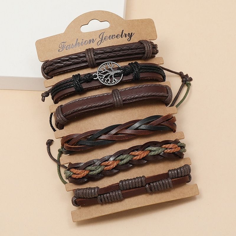Lucky Tree Woven Bracelet Set Men's Fashion Bracelet Ethnic Style Woven Bracelet Fortune Tree