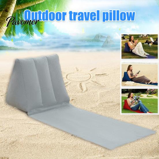 Foldable Camping Pillow Outdoor Triangular Cushion PVC Flocking Inflatable Portable Folding Summer Beach Lying Travel Equipment