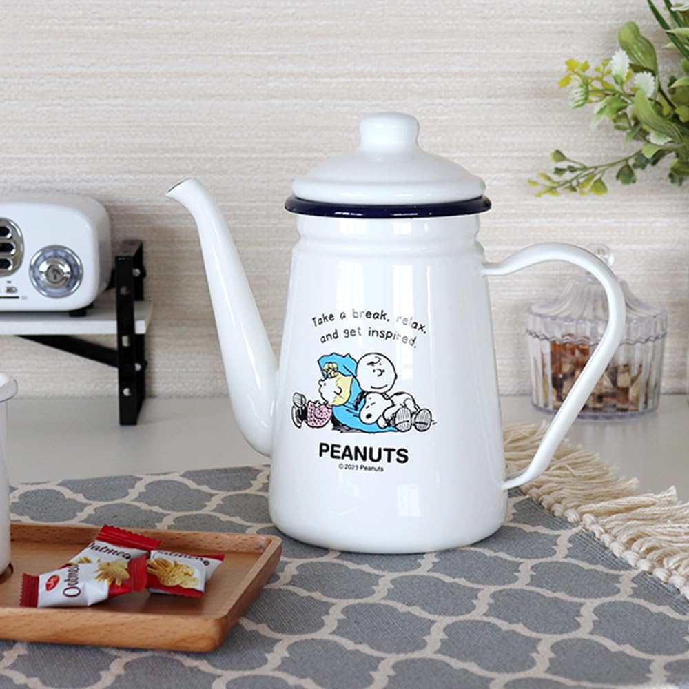 Toyo Emaille PEANUTS Emaille Kaffeekanne Weiß D11 Größe ca.. W21.5 H19.5 SNJ-2305