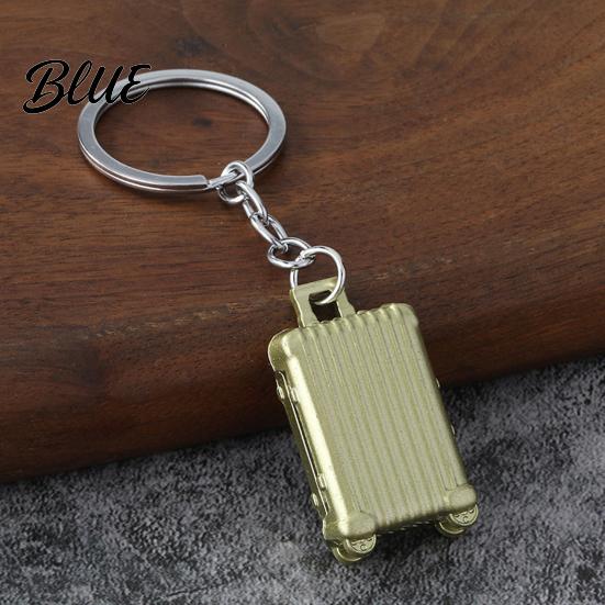 Cute Backpack Accessory Mini Suitcase Keychain Metal Luggage Bag Charm with Rolling Trolley Case Pendant Wheels Travel Themed Accessories Gift for