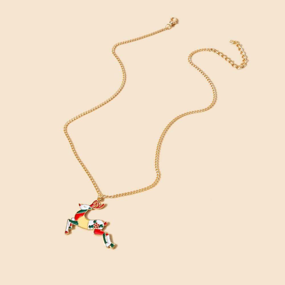 Claus Merry Christmas Clavicle Necklace Women Pendant Necklace Snowman Choker Christmas Necklace