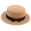 Korean Straw Hat - Retro Bow Flat Top Fedora for Spring & Summer Beach Days