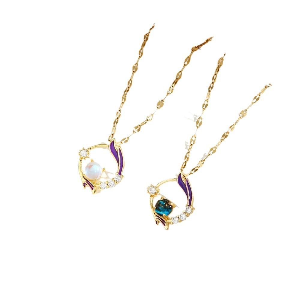 Elegant Ocean Inspired Titanium Steel Pendant Necklace For Women With Stylish Waves And Stars