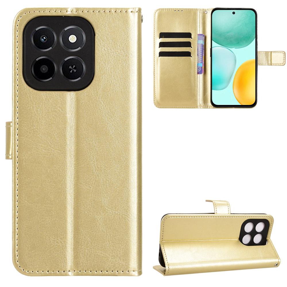 For Honor X6c 4G PU Leather Case with Strap Crazy Horse Texture Phone Wallet Cover