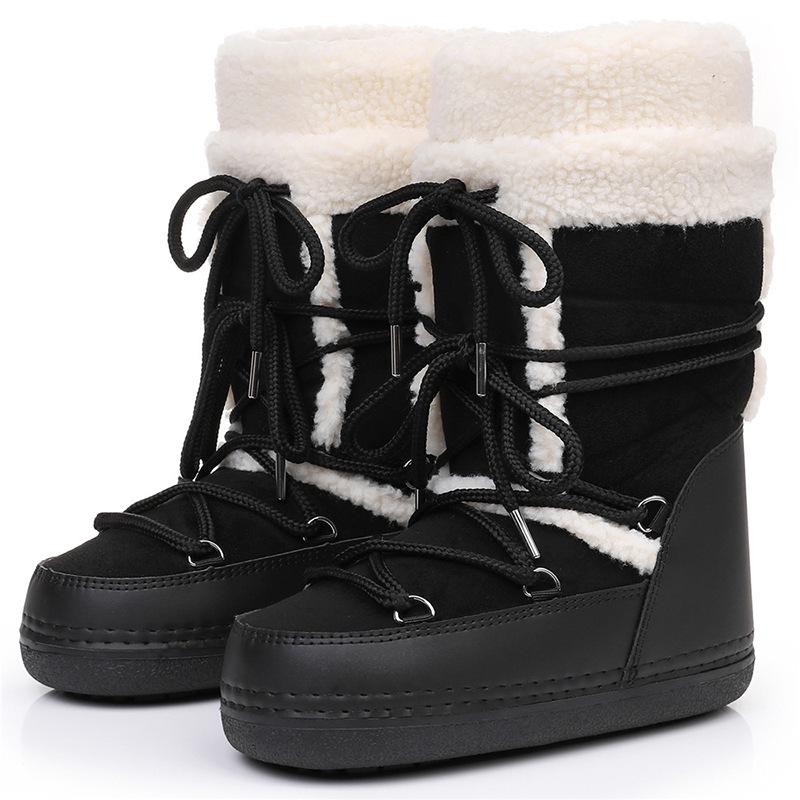 

Women s High-Top Suede Lambswool Ski Boots 39-40 (Approx. 25cm inner length) чорний