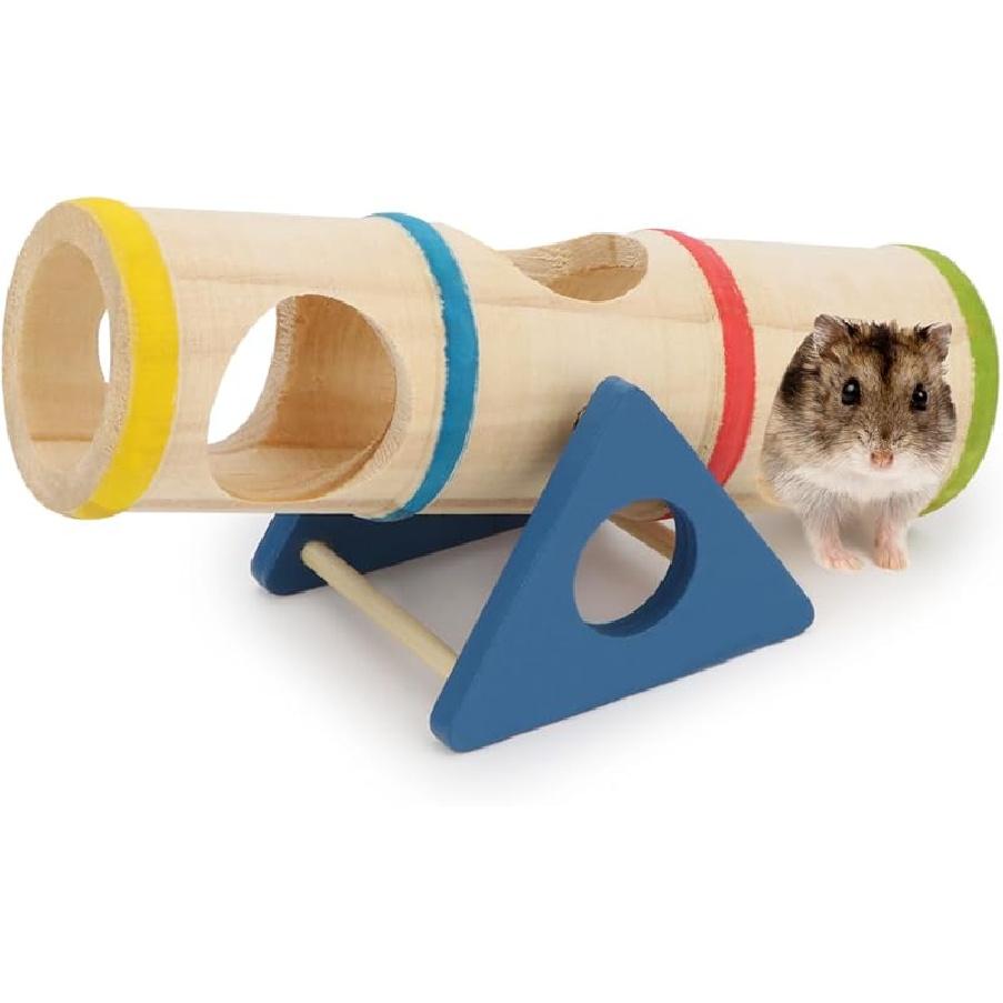 Wontee Wooden Hamster Tunnel Maze with Cover, Hideout & Tunnel Exploring Toys for Dwarf Hamsters Mice Small Gerbil