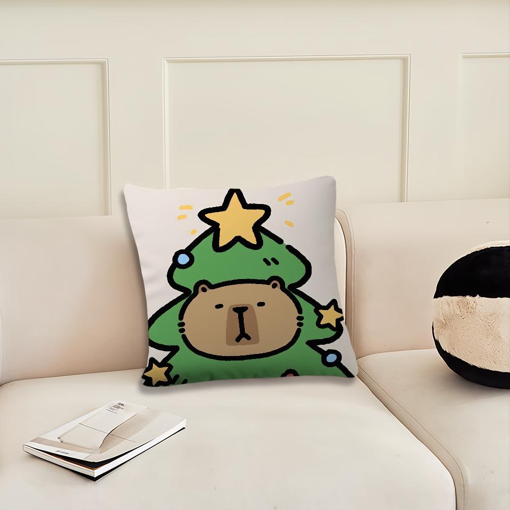 Christmas Capibala Cute Cartoon cushion cover Pillow Cover Decoration Room Home Sofa living Office Car Nordic Simplicity