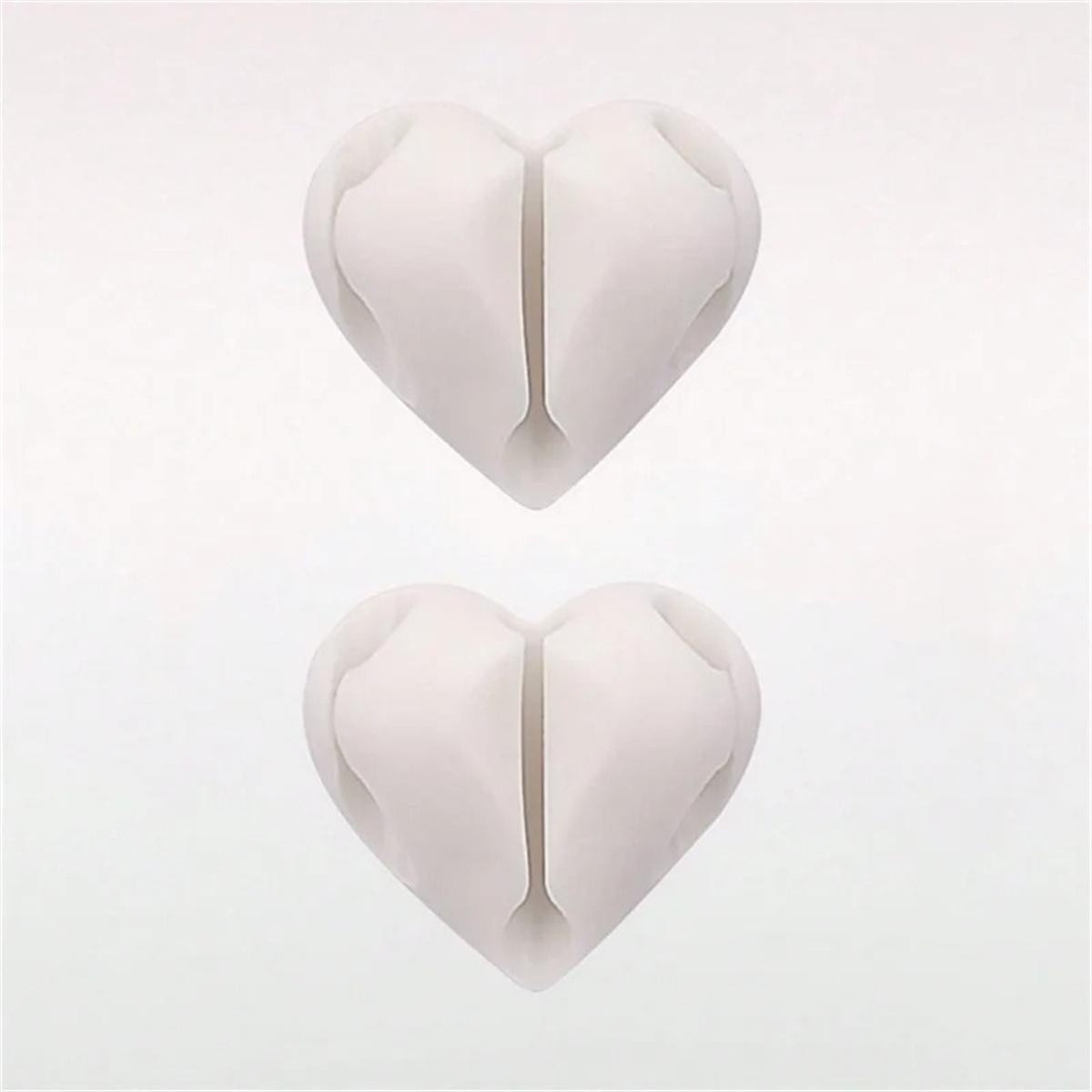 

2/4pcs Heart-Shaped Mini Cable Winder Organizer USB Charging Cable Clips Desk Tidy Organiser Holder Protectors Home Office Car