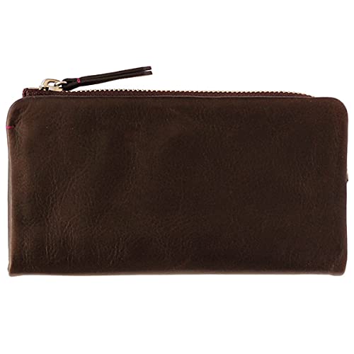 CCOMPANY LIMITED Men's Maurice Long Wallet with Coin Purse and Card Case, Cowhide Leather with Zipper closure (Dark Brown)