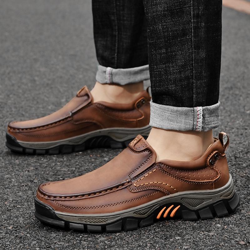 Fashion2024 New Leather Casual Business Shoes Outdoor Mens Comfort Loafers Fashion Soft Classic Driving Footwear Non-slip Walking Shoes