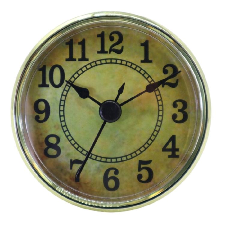 Mécanisme d'horloge encastrable 70 mm Accent doré Cadre en plastique Cadran métallique Installation rapide Pour horloges et décoration intérieure