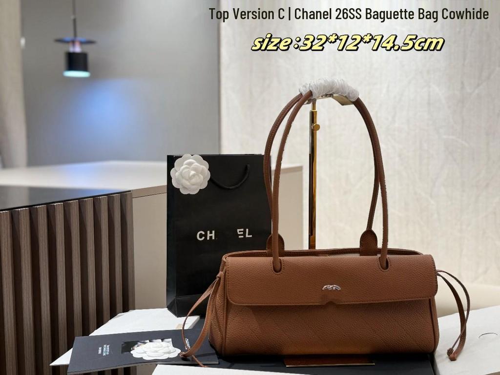 Luxury Retro Cowhide Baguette Shoulder Bag with Double Box Packaging