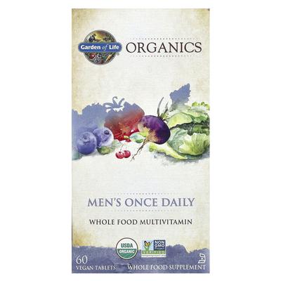 Organics, Men's Once Daily, Whole Food Multivitamin, Vegan Tablets, 60 Tablets