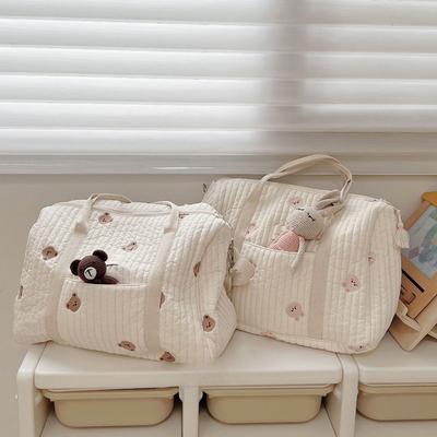 Embroidered Mom Bag Large Stroller Nappy Bag Portable Quilted Baby Diaper Caddy Organizer Multi-functional Handbag For Travel