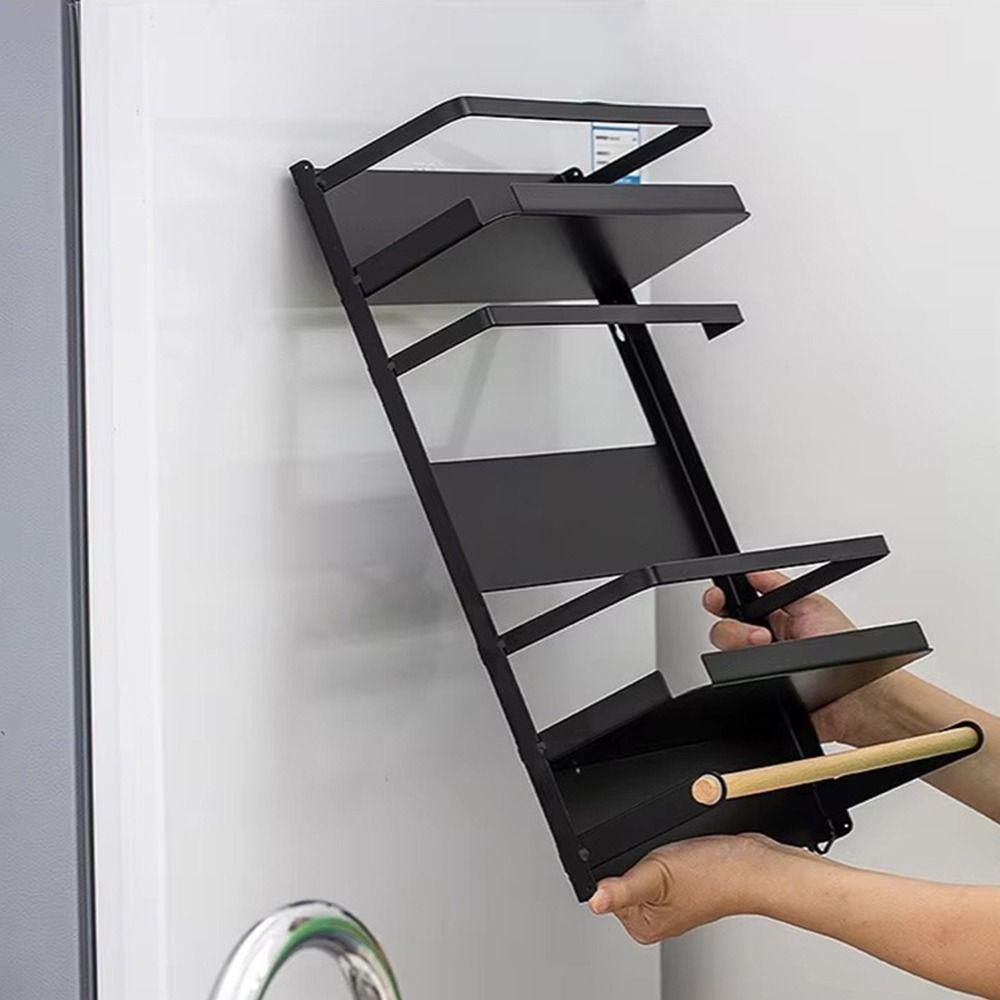 Metal Magnetic Fridge Shelf Space Saving Side Hanging Side Hanging Holder Kitchen Storage Rack Home Organization