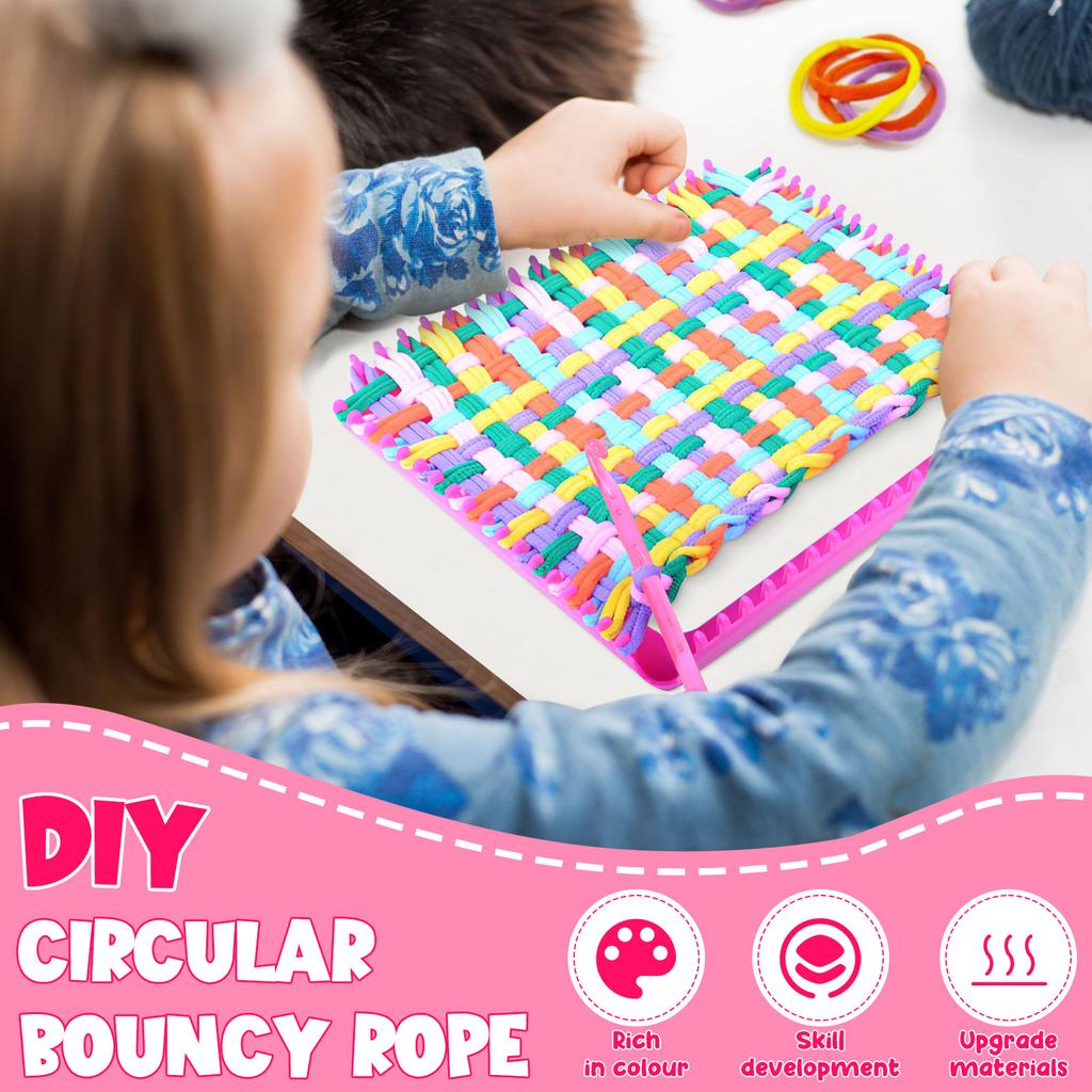 Colorful Elastic Loom Bands Set Rainbow Bracelet Making Kit DIY Rubber Band Woven Bracelets Craft Toys For Girls Birthday Gifts
