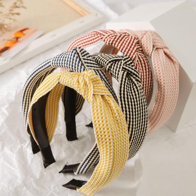 Vintage Gestreifte Schleife Knoten Gezahnte Stirnbänder für Frauen Mädchen Täglich Einkaufen Party Kopfschmuck Mode Haarreif Accessoires