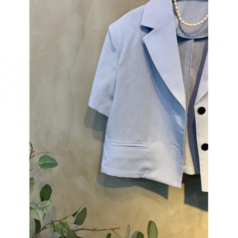 C S In The Room mIni Two Button Short Sleeve Crop jaCket 2Color