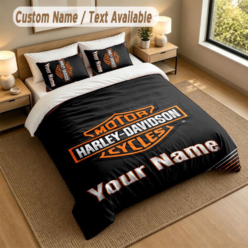 Set Biancheria da Letto 1 Copripiumino 2 Federe Stampa Harley-Davidson Morbido Tessuto per Letto Decorazione Camera da Letto