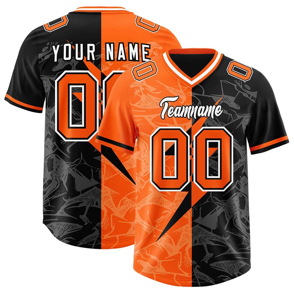 Custom Split Personalized Lightning Pattern Football Jersey Personlized Team name and you name, number V-Neck T-Shirts