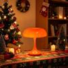 LED Night Light Mushroom Table Lamp,Touch Control 3 Color Dimmable,Modern Orange Bedside Lamp,for Bedroom Office Christmas Decor