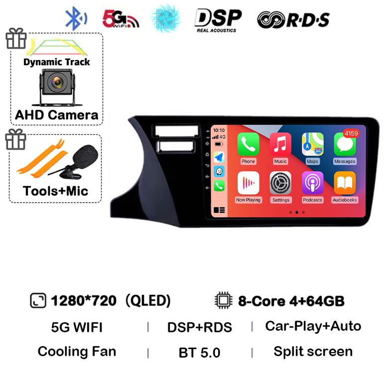 Android 14 Carplay Auto For Fit Honda City 2014 2015 2016 2017 Multimedia Stereo Car Radio DVD Video Player Navi Head Unit Audio