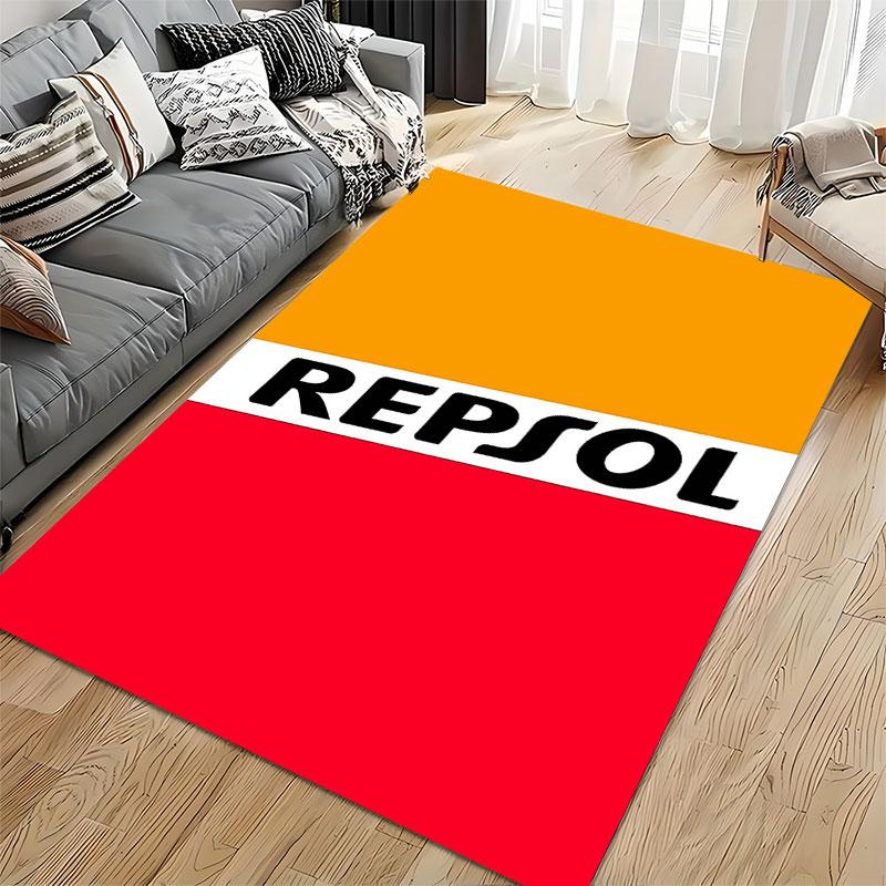 Repsol Logo Orange Red Carpet suitable as a non-slip mat for the living room or bedroom sofa