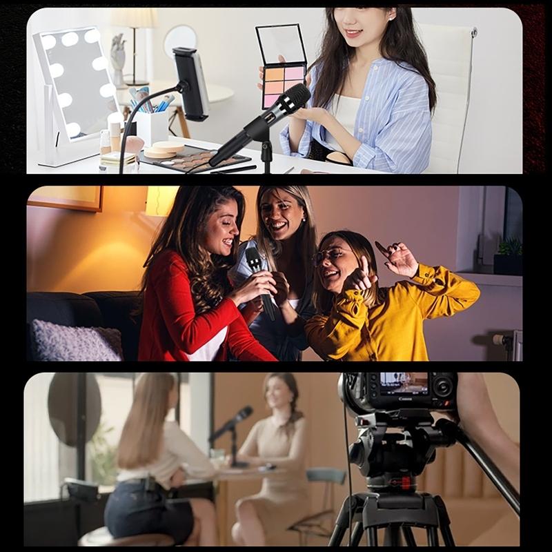 Handheld Microphone with Sound Card Effects All-in-One Noise-Canceling Mic Reverb Connecting Cell Phone for Equipment Live