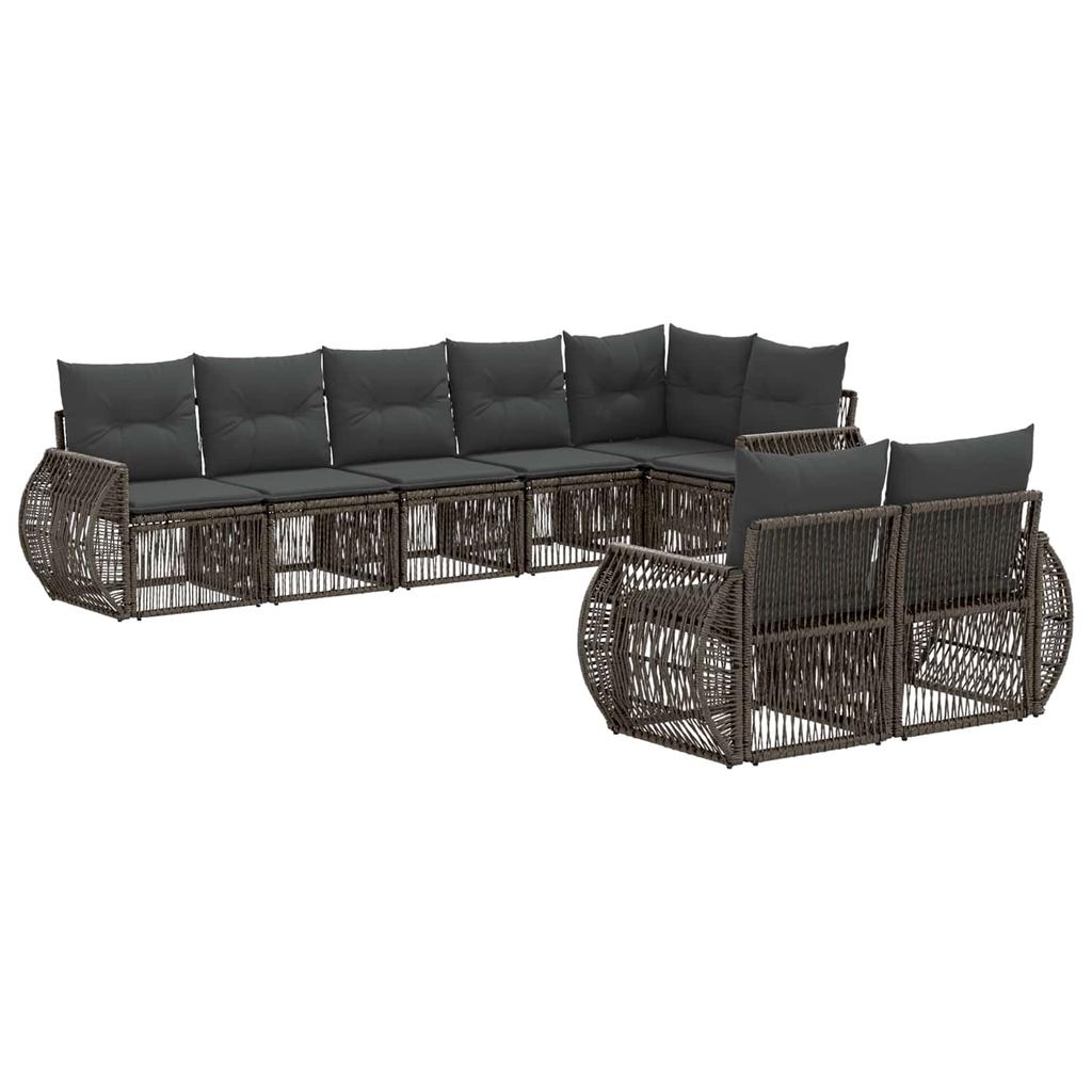 8 Piece Garden Sofa Set In Gray and Dark Gray Poly Rattan