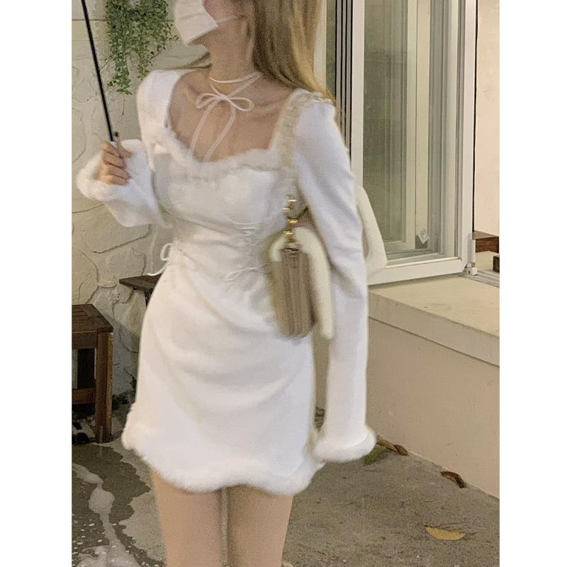 White Y2k Mini Dress Party Women Casual 