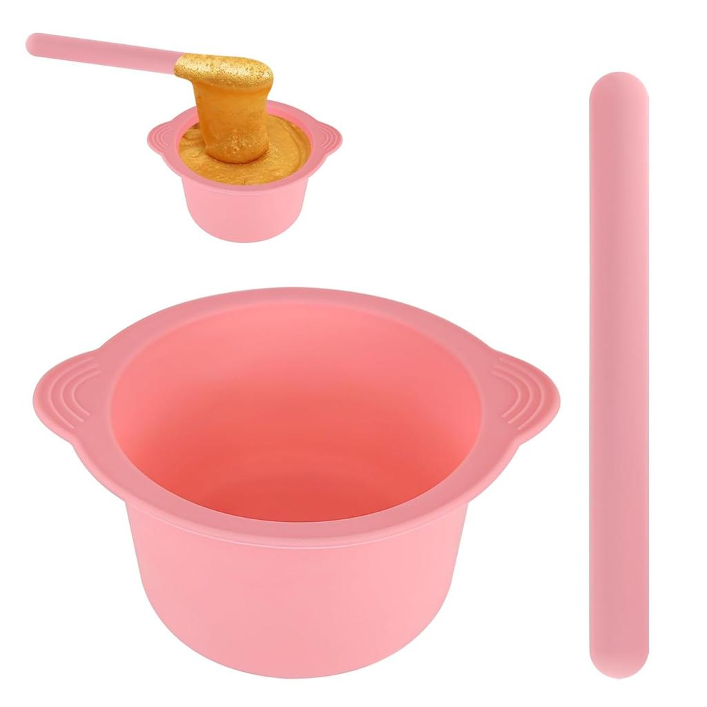 2 Pack Silicone Wax Warmer Liner with Spatula Sticks, Reusable Silicone Waxing Bowl, Wax Pot Liner for Hair Removal (2)