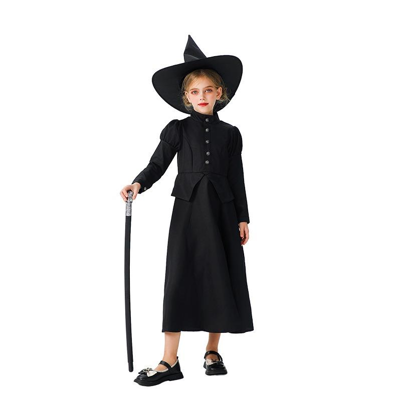 Halloween children's costumes cos magician witch dress robe medieval vampire show children's dress