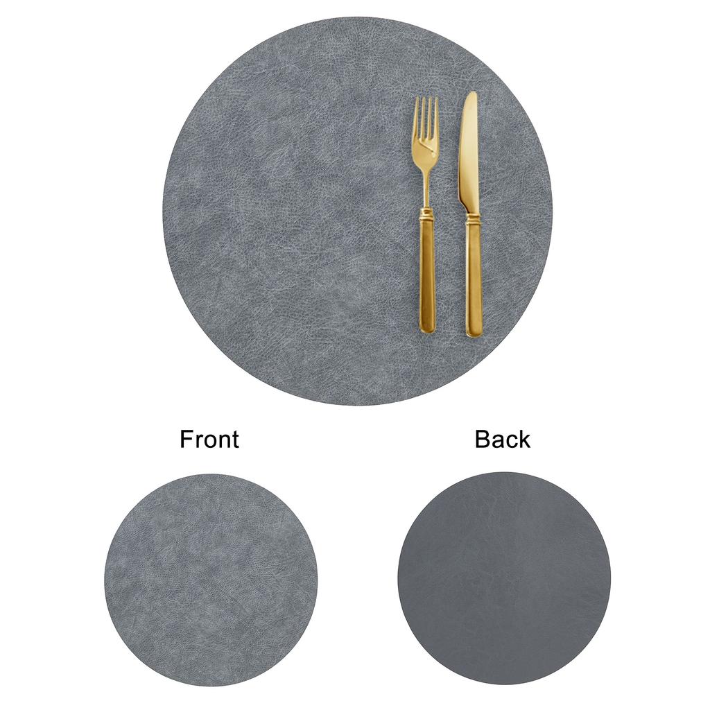 Vintage Style Double-Sided PVC Leather Placemat Round Faux Leather Heat-Resistant Waterproof Cup Plate Mat