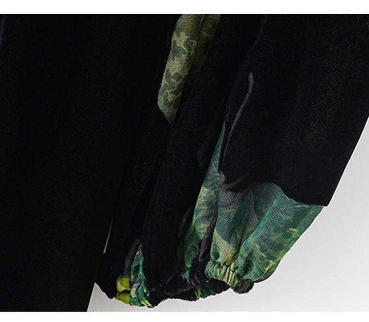 V-neck Velvet Waist Cinched Dress