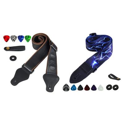Versatile Nylon Guitar Strap Adjustable for Folk and Classical Instruments with Adjustable Length and Picks