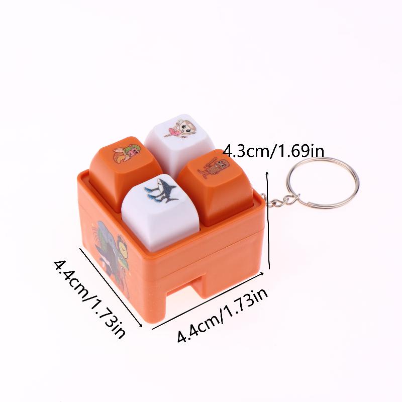 1/2Pcs 4 Button Brainrot Keychain Tung Tung Tung Sahur Sound And Light Toys Anime Stress Relief Keyring Toy Holiday Gifts