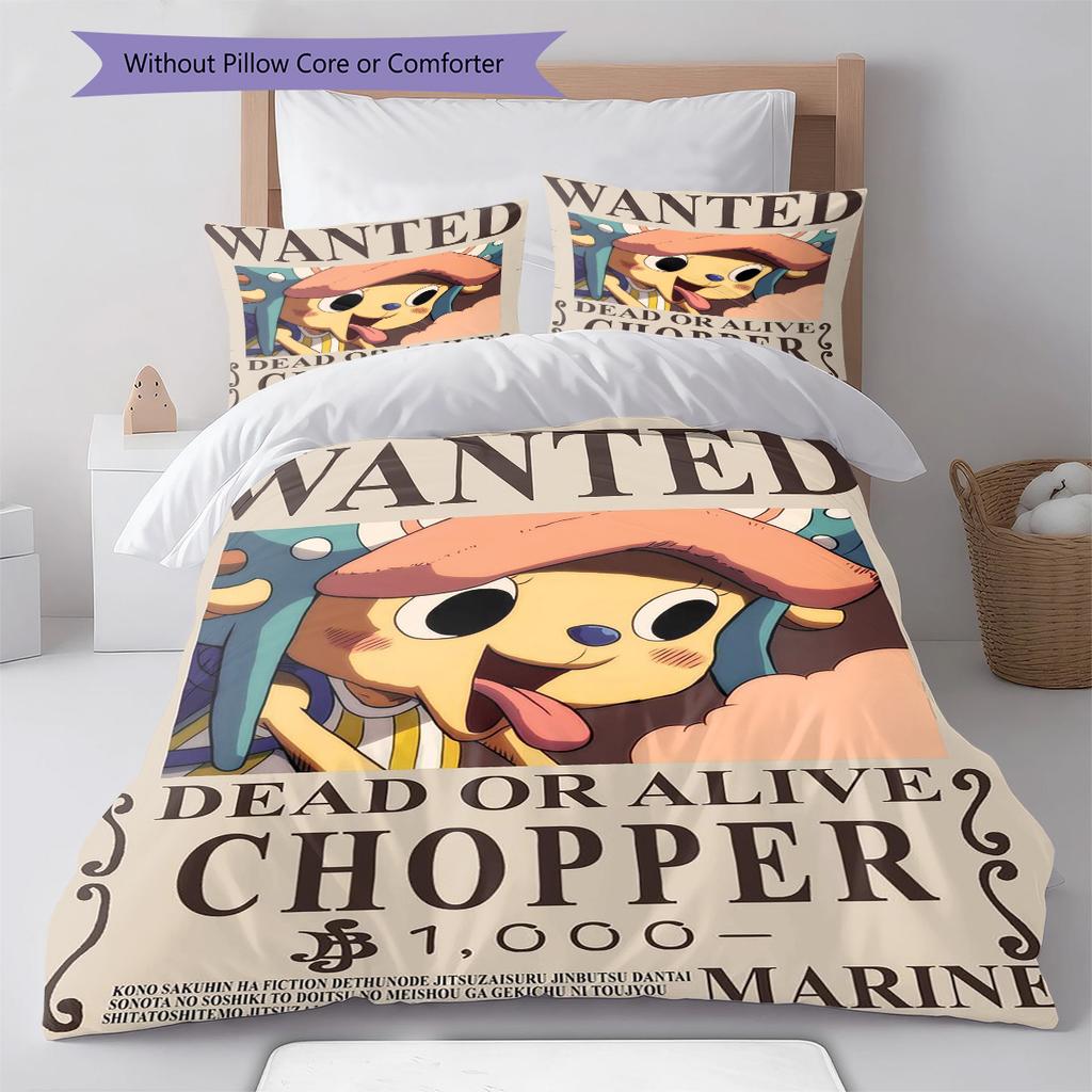 Ensemble de literie motif Tony Tony Chopper Couette Housse de couette Taie d'oreiller Maison Cadeau d'anniversaire(1 housse de couette + 2 taies d'oreiller, sans garniture.)