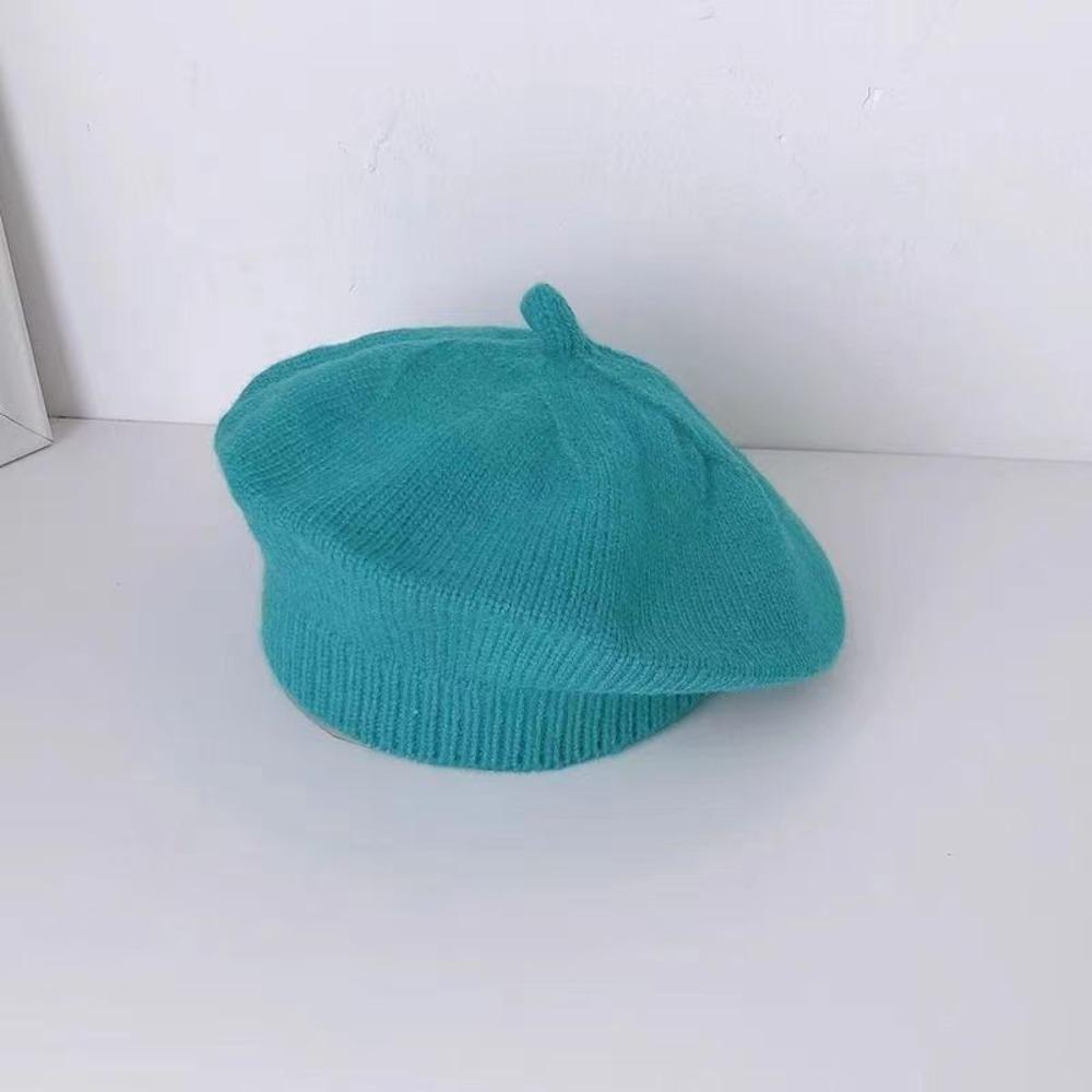 

Round Kids Berets Knitted Baby Beret Hat Fashion Princess Cap Boys Girls зелений