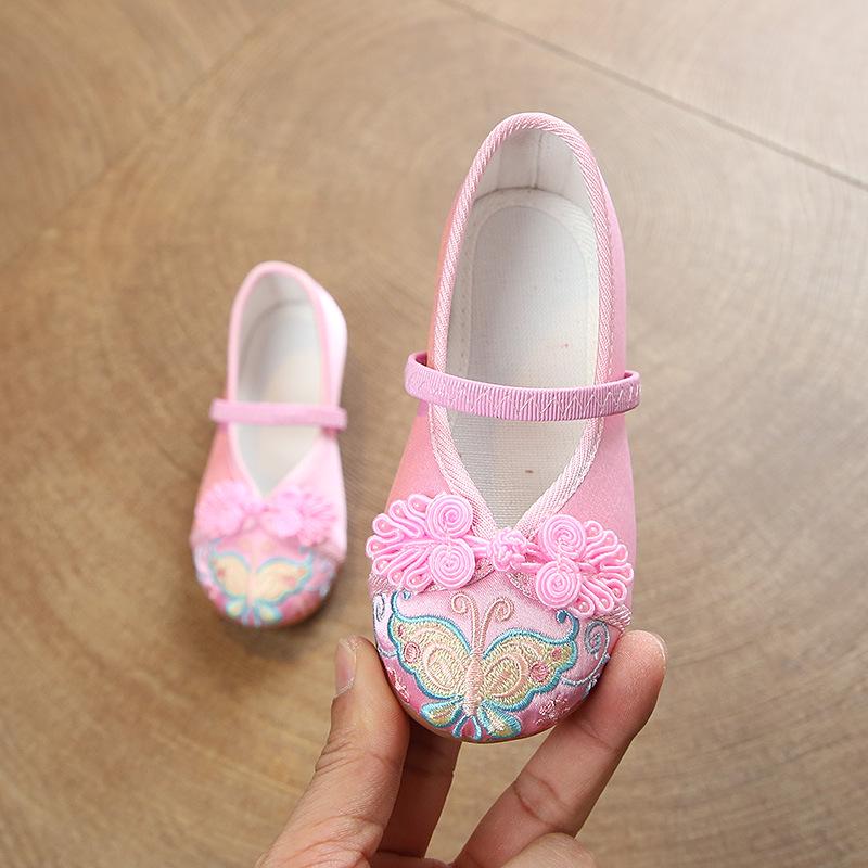 Girls  Embroidered Hanfu Shoes - Chinese Style Costume Shoes for Performance and Qipao, Perfect with Ma Mian Skirts Size 34 (21.0 cm) розовый