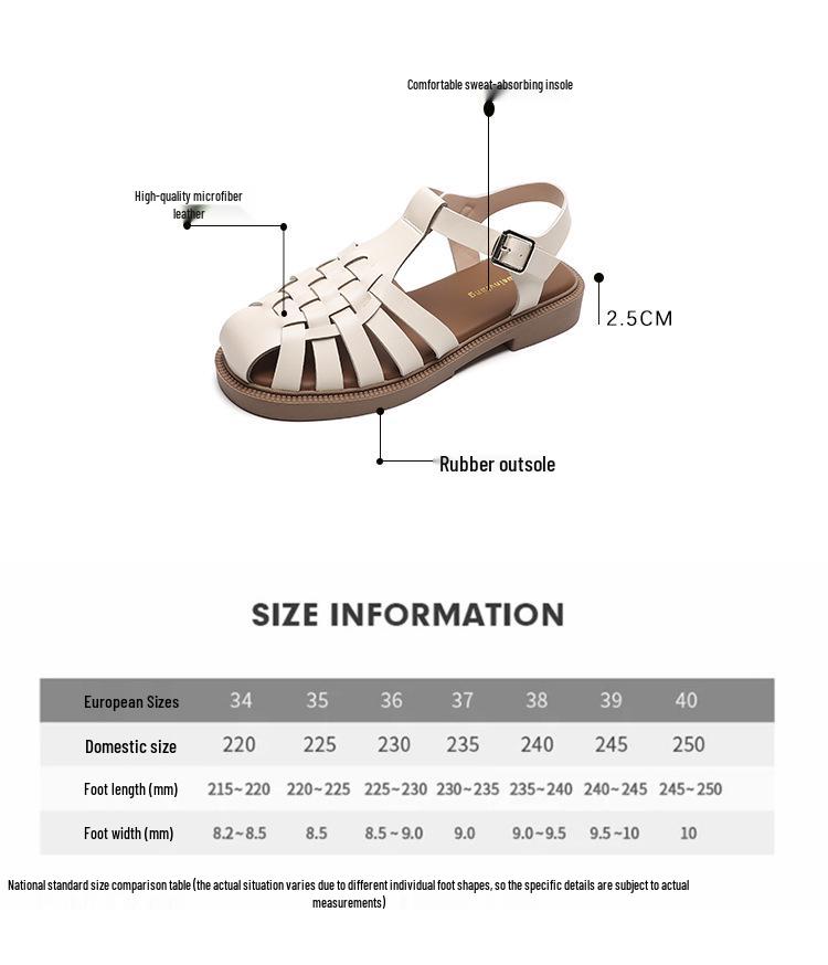 Women's Retro Woven Flat Sandals with Thick Sole & Closed Toe (Plus Size, Summer 2023)
